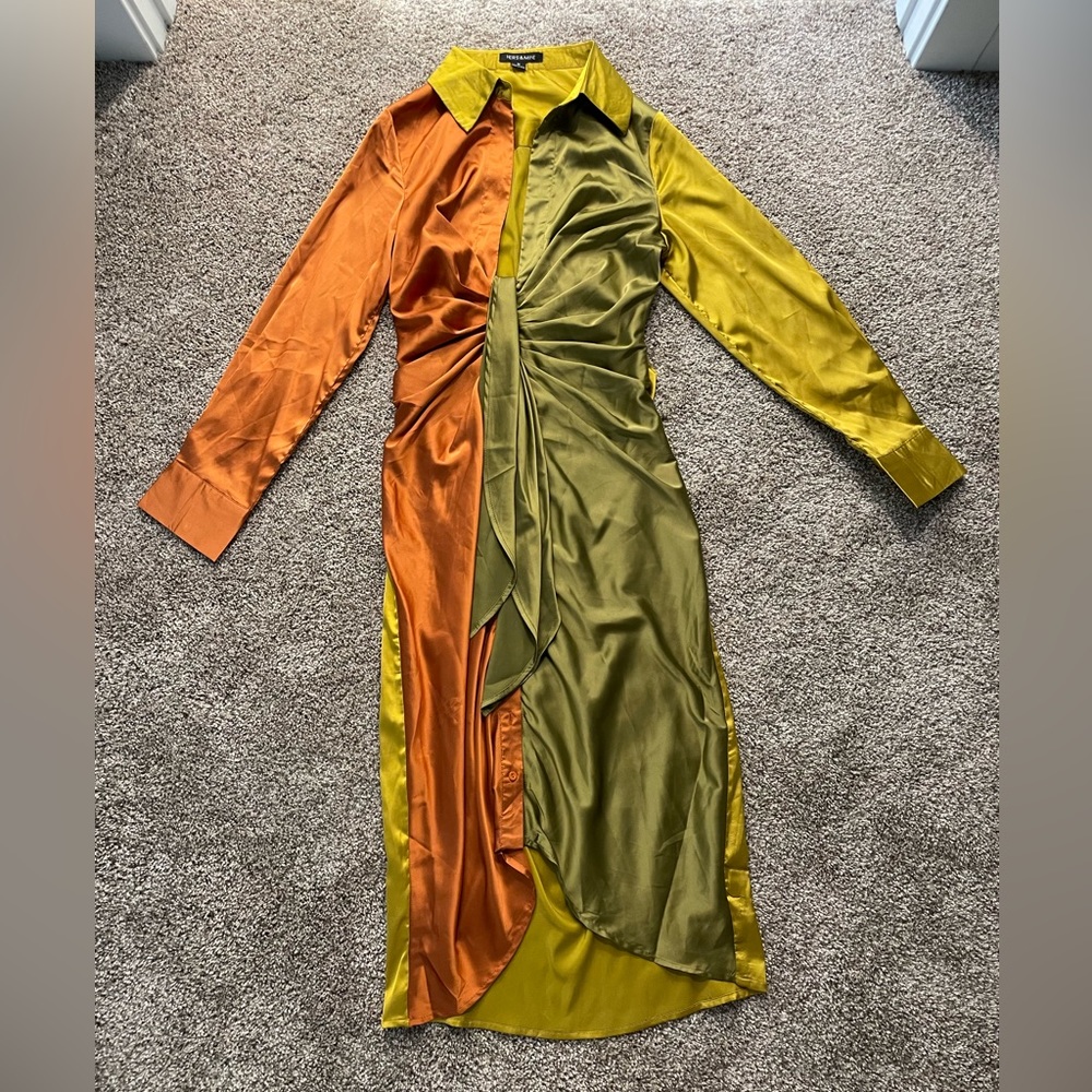 HERS & MINE SATIN MIDI DRESS SIZE M